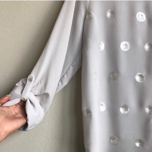 Abercrombie Grey Sequin Button Up - Picture 2 of 5